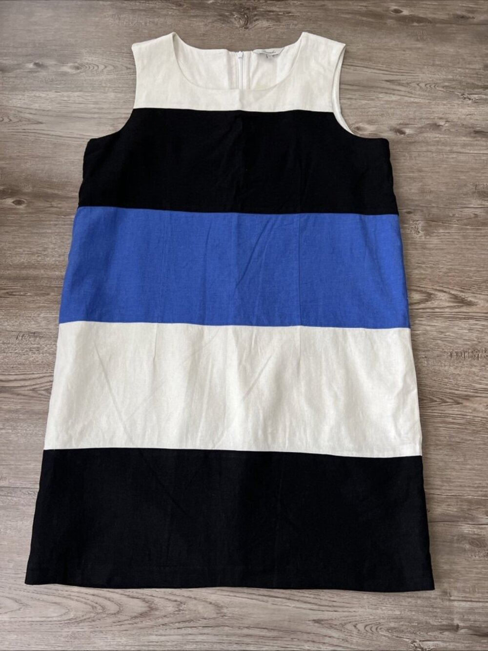 Peacocks Linen Shift Dress Womens 14 Colorblock Sleeveless Lined Above Knee NWT